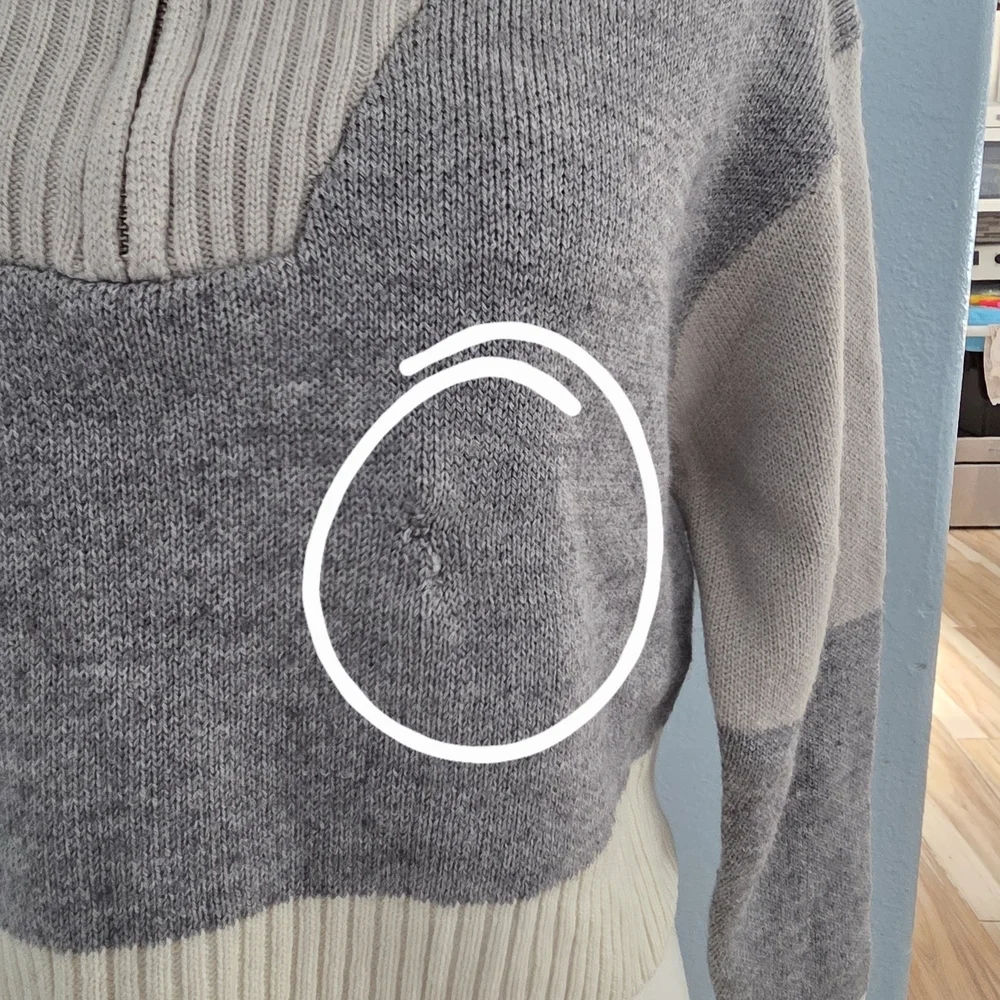 Peter Som Colorblock Zip Cowl Neck Sweater